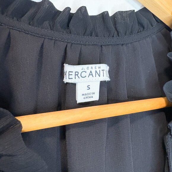 J. Crew Mercantile Sheer Black‎ Long Sleeve Dress Size Small - Picture 4 of 6